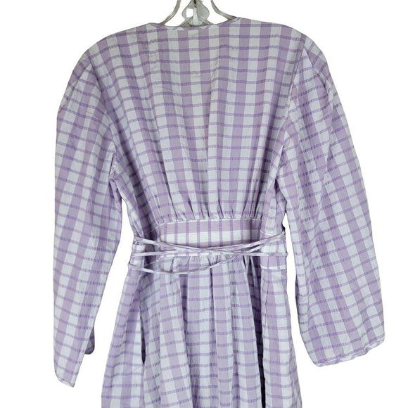 Baum Und Pferdgarten Abylene Check Plaid Liliac Wrap Midi Dress Career Size US 6 - Picture 9 of 14